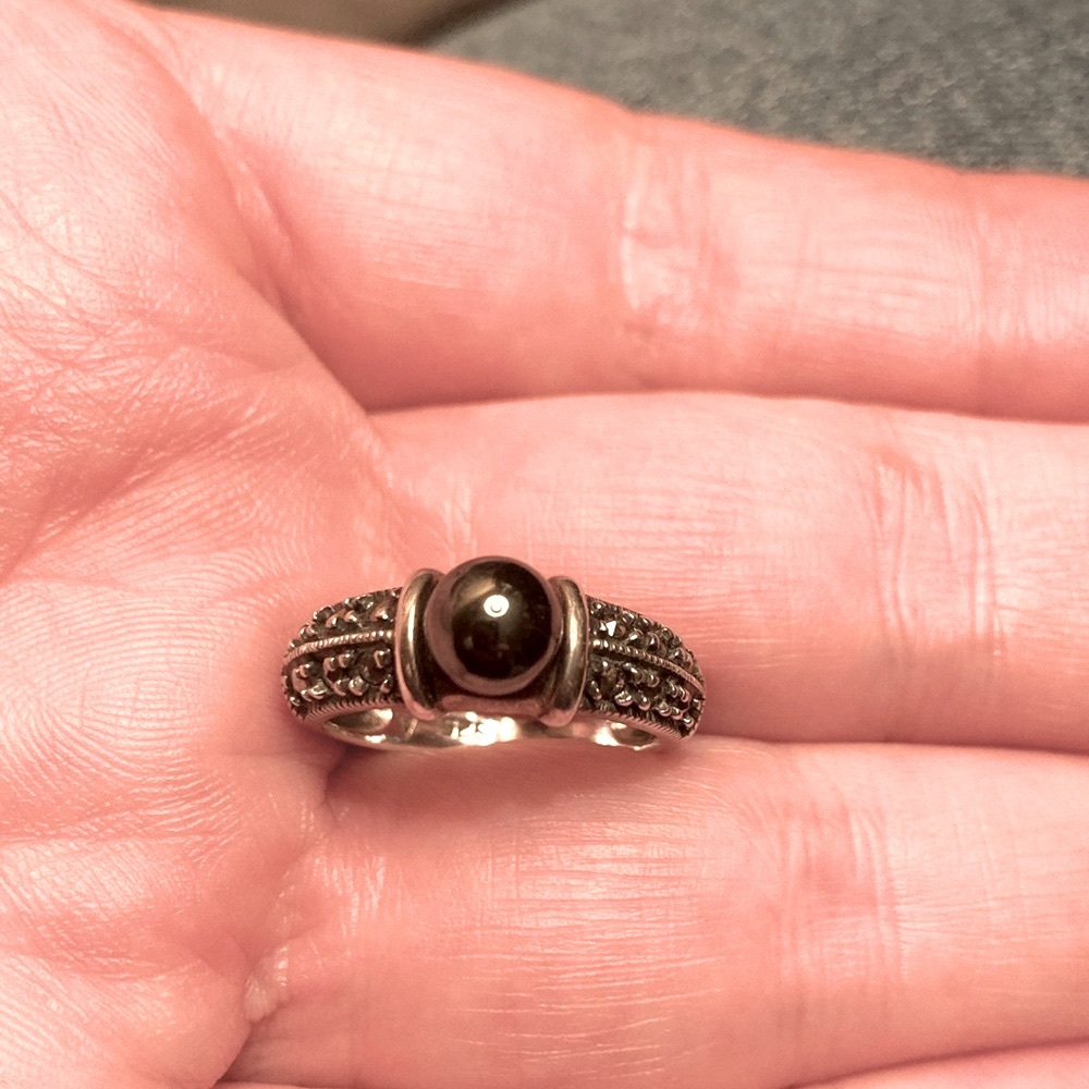 925 Silver and hematite petite ring